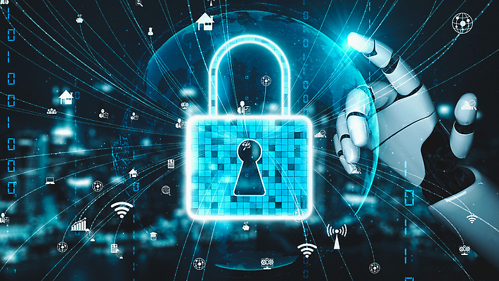 포토 JPG 해외이미지 미래 자물쇠 사람없음 빛 디지털 과학기술 로봇팔 인터넷보안 AI_인공지능 해외202310 해외포토 컨셉 기술 로봇 보안 파일형식