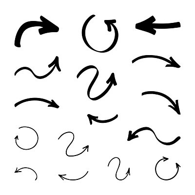 EPS 해외이미지 화살표 곡선 일러스트 사람없음 세트 검은색 다양 낙서 방향 라인아트 손그림 엘리먼트 지그재그 해외202310 해외일러스트 선 컬러 다수 파일형식 벡터