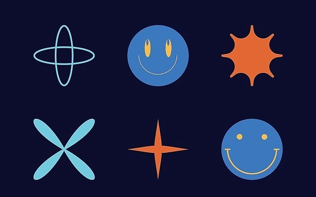 EPS 해외이미지 꽃 일러스트 추상 사람없음 그래픽 빨간색 파란색 반짝임 세트 라인아트 복고 엘리먼트 Y2K 해외202310 해외일러스트 식물 선 컬러 컨셉 무늬 모션 파일형식 벡터