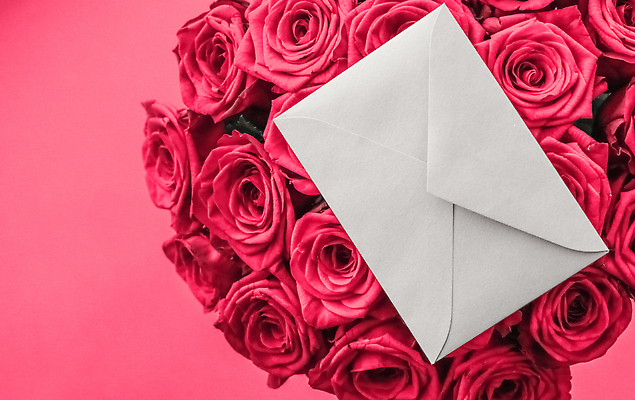 포토 JPG 해외이미지 분홍색 꽃다발 백그라운드 편지봉투 발렌타인데이 사람없음 장미 러브레터 해외포토 꽃 컬러 데이이벤트 봉투 편지 파일형식