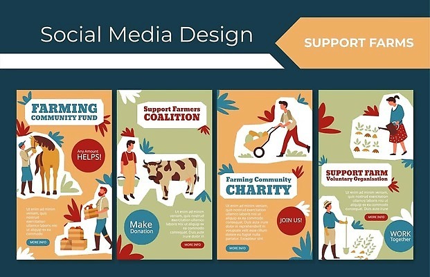 EPS 해외이미지 전신 템플릿 여자 남자 농업 일러스트 서기 들기 여러명 성인 연두색 세트 바구니 농사 주황색 말_동물 소 농부 소셜미디어 외발수레 성인만 해외202310 해외일러스트 직업 산업 컬러 다수 포유류 모션 사람 초록색 수레 파일형식 벡터