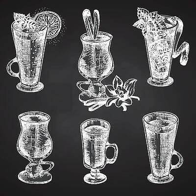 EPS 해외이미지 꽃 술잔 일러스트 주류 종류 사람없음 세트 와인 다양 빈티지 스케치 허브 메뉴 손그림 해외202310 해외일러스트 식물 음료 다수 컨셉 잔 미술 파일형식 벡터