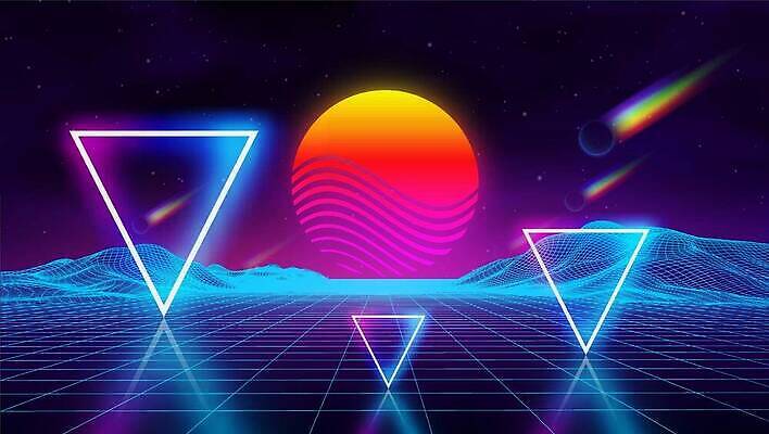 EPS 해외이미지 디자인 포스터 음악 파도 백그라운드 일러스트 하늘 추상 미래 산 풍경 여름 파란색 빛 컴퓨터 태양 파티 3D 우주 보라색 일몰 행성 수확 게임 춤 야간 클럽 복고 디스코 전자 은하계 네온 지역 기하학 80대 옛날 테크노 혜성 벡터 해외202310 해외일러스트 자연요소 계절 노년 별 바다 컬러 컨셉 무늬 농업 놀이 문화예술 이벤트 전자제품 노을 디지털합성 파일형식