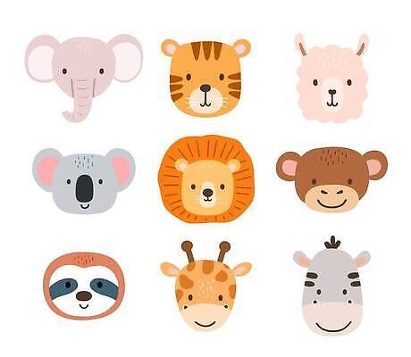 EPS 해외이미지 동물 캐릭터 얼굴 어린이 백그라운드 일러스트 아프리카 코끼리 동물원 미술 갈색 머리 흰색 원숭이 아기 신용카드 호랑이 플랫 달콤 숲 인쇄 사자 만화 기린 사파리 그림 얼룩말 고립 벡터 해외202310 해외일러스트 일러캐릭터 나라 컬러 포유류 문화예술 사람 신체부위 금융 말_동물 맛 파일형식