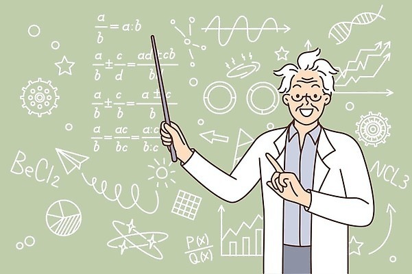 EPS 해외이미지 무료이미지 교육 할아버지 남자 과학 일러스트 수업 한명 들기 교수 칠판 가리킴 강의 과학자 지시봉 공식 해외202310 해외일러스트 직업 1 노년 모션 사람 손짓 교사 학자 파일형식 벡터 무료콘텐츠