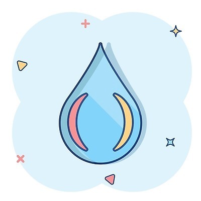 EPS 해외이미지 일러스트 사람없음 파란색 물방울 심볼 심플 코믹 해외202310 해외일러스트 컬러 파일형식 벡터