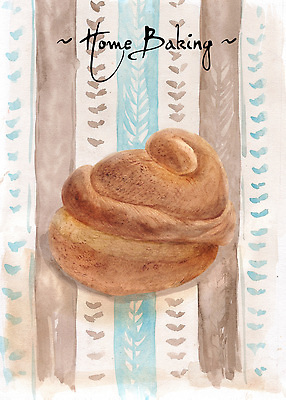 포토 JPG 해외이미지 음식 빵 일러스트 수채화 요리 미술 사람없음 갈색 맛 현실 해외202310 해외일러스트 컬러 컨셉 문화예술 파일형식