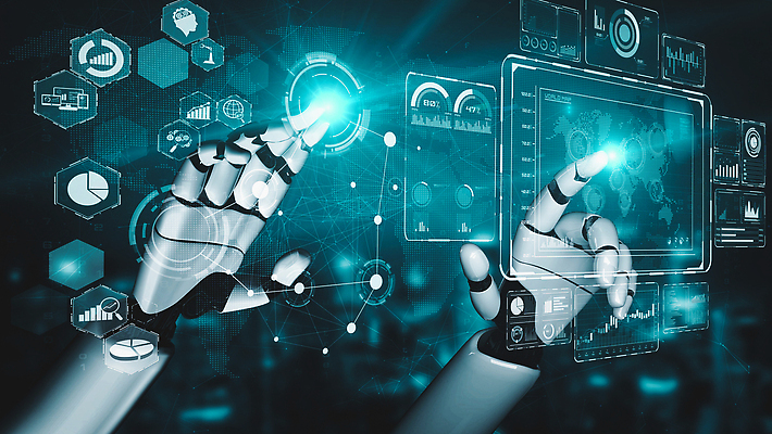 JPG 해외이미지 손 지도 일러스트 그래프 미래 기술 신체부위 파란색 3D 디지털 터치 가리킴 네트워크 로봇 해외202310 해외포토 포토 컬러 컨셉 사람 손짓 디지털합성 파일형식