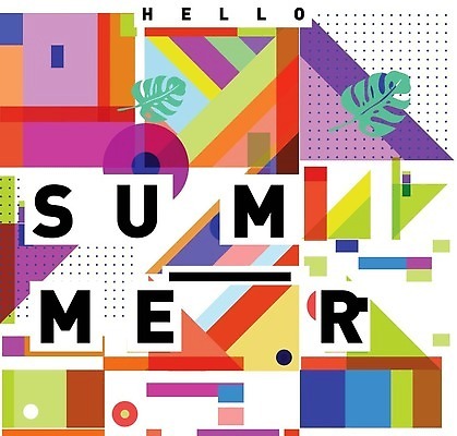 EPS 해외이미지 도형 디자인 포스터 백그라운드 패턴 일러스트 나뭇잎 타이포그라피 사람없음 컬러풀 화려 기하학 멤피스디자인 해외202310 해외일러스트 문자 컬러 컨셉 잎 무늬 파일형식 벡터