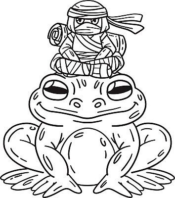 EPS 해외이미지 디자인 실루엣 어린이 선 컬러 일러스트 그래픽 일본 그림 윤곽 손그림 페이지 전사 걸음마 고립 닌자 색칠공부 벡터 해외202310 해외일러스트 아시아 모션 촬영기법 사람 학습 색칠 파일형식