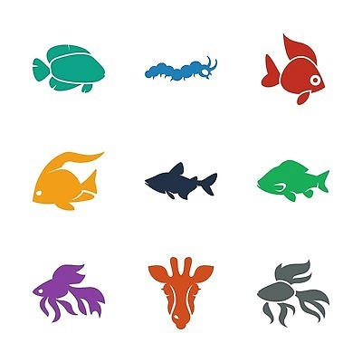 EPS 해외이미지 곤충 일러스트 어류 사람없음 컬러풀 기린 심볼 해외202310 해외일러스트 동물 컬러 포유류 수중동물 파일형식 벡터