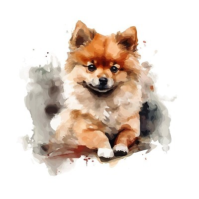 EPS 해외이미지 야생동물 일러스트 사람없음 갈색 귀여움 질감 번짐 스피츠 해외202310 해외일러스트 동물 컬러 컨셉 개 파일형식 벡터 효과