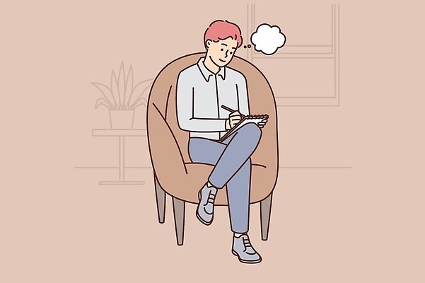 EPS 해외이미지 전신 식물 남자 화분 생각 일러스트 비즈니스 창문 탁자 한명 앉기 성인 소파 갈색 다리꼬기 기록 스프링수첩 성인남자한명만 해외202310 해외일러스트 1 컬러 가구 의자 모션 사람 다이어리 남자한명만 성인남자만 파일형식 벡터