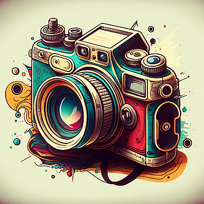 JPG 해외이미지 일러스트 추상 사람없음 컬러풀 카메라 화려 만화 해외202310 해외일러스트 컬러 컨셉 무늬 전자제품 파일형식