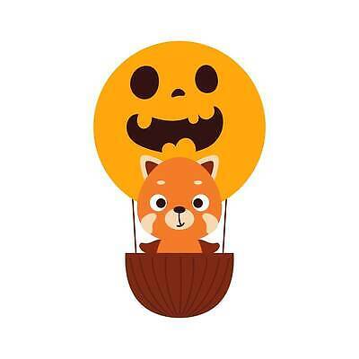 EPS 해외이미지 동물캐릭터 일러스트 사람없음 귀여움 할로윈 열기구 레서판다 잭오랜턴 코스프레 해외202310 해외일러스트 일러캐릭터 동물 캐릭터 컨셉 포유류 항공교통 파일형식 벡터