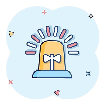 EPS 해외이미지 일러스트 경고 사람없음 파란색 심볼 심플 코믹 경고등 해외202310 해외일러스트 컬러 파일형식 벡터