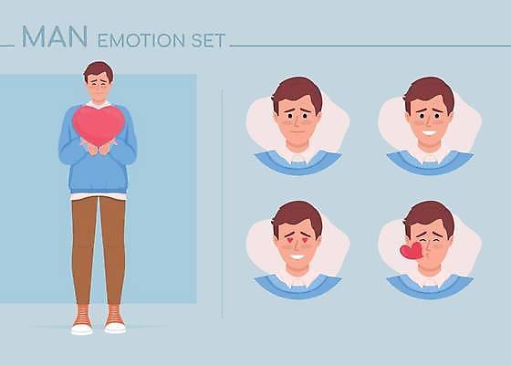 해외이미지 전신 남자 얼굴 인물캐릭터 사랑 여러명 성인 하트 성인남자만 해외202310 모양 캐릭터 감정 다수 사람 신체부위 남자만 성인만