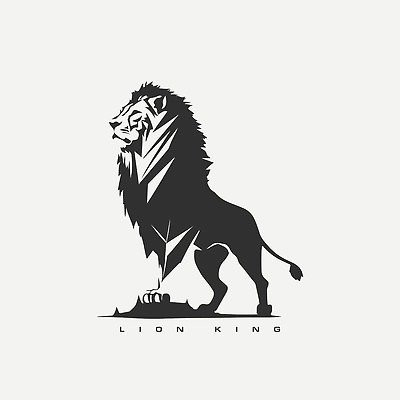 EPS 해외이미지 야생동물 선 일러스트 사람없음 검은색 사자 심볼 심플 해외202310 해외일러스트 동물 컬러 포유류 파일형식 벡터