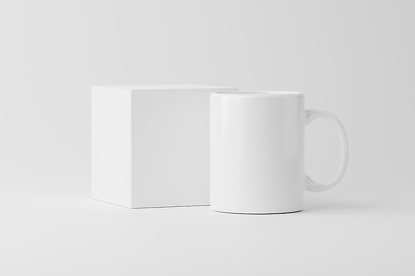 포토 JPG 해외이미지 사람없음 상자 3D 머그컵 흰색 오브젝트 목업 해외202310 해외포토 컬러 컵 디지털합성 파일형식