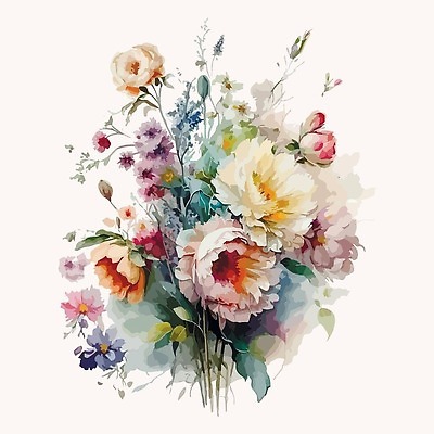 EPS 해외이미지 꽃 부케 일러스트 사람없음 번짐 해외202310 해외일러스트 식물 꽃다발 파일형식 벡터 효과