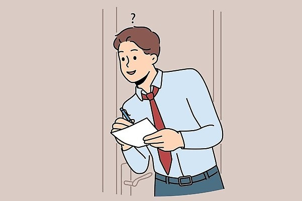 EPS 해외이미지 남자 와이셔츠 일러스트 비즈니스 한명 성인 펜 물음표 기록 문서 성인남자한명만 해외202310 해외일러스트 1 기호 셔츠 사람 필기구 남자한명만 성인남자만 파일형식 벡터