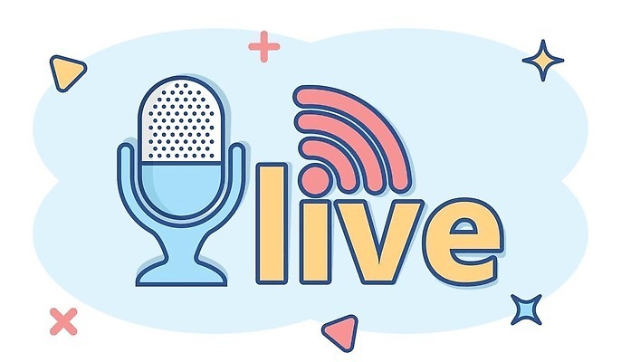 EPS 해외이미지 하늘색 일러스트 사람없음 반짝임 삼각형 마이크 와이파이 심플 방송 라이브 해외202310 해외일러스트 도형 음향기기 모션 파란색 무선인터넷 파일형식 벡터