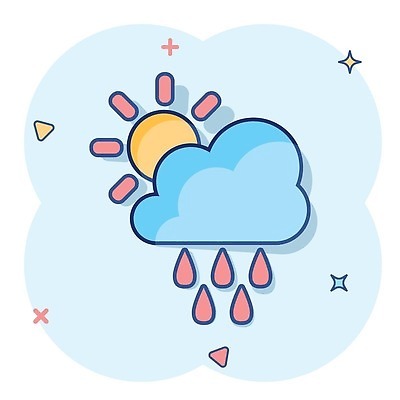 EPS 해외이미지 구름 일러스트 사람없음 파란색 태양 비 심볼 심플 코믹 해외202310 해외일러스트 자연요소 컬러 날씨 파일형식 벡터