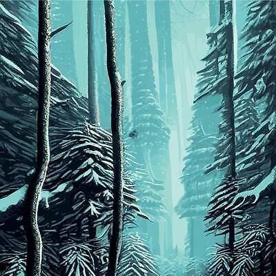 EPS 해외이미지 나무 겨울 일러스트 사람없음 파란색 숲 눈덮임 해외202310 해외일러스트 식물 계절 컬러 컨셉 파일형식 벡터