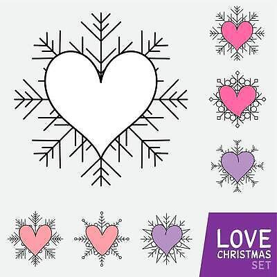 EPS 해외이미지 일러스트 눈꽃 종류 사랑 사람없음 세트 다양 하트 해외202310 해외일러스트 모양 감정 다수 눈_날씨 파일형식 벡터