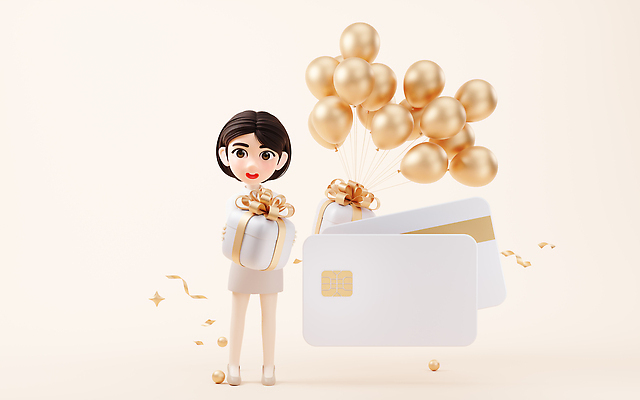 JPG 해외이미지 전신 여자 한명 서기 들기 성인 선물상자 3D 신용카드 풍선 성인여자한명만 연노랑색 해외202310 해외포토 포토 1 모션 선물 사람 금융 상자 노란색 디지털합성 여자한명만 성인여자만 파일형식