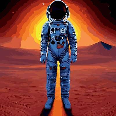 EPS 해외이미지 전신 일러스트 표면 미래 그림자 한명 사람 우주 우주비행사 신비 우주복 화성 SF 해외202310 해외일러스트 1 옷 컨셉 행성 파일형식 벡터