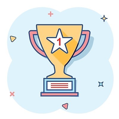 EPS 해외이미지 일러스트 사람없음 파란색 우승 트로피 심볼 심플 코믹 해외202310 해외일러스트 컬러 최고 상_우승 파일형식 벡터