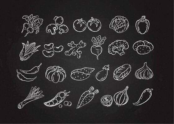 EPS 해외이미지 손 디자인 선 토마토 채소 과일 일러스트 재료 고추 가지 양파 콩 감자 옥수수 세트 검은색 칠판 버섯 당근 수확 흰색 낙서 상추 브로콜리 만화 스케치 수집 심볼 메뉴 그림 분필 완두콩 양배추 부추 후추 고립 비트 엘리먼트 총각무 벡터 해외202310 해외일러스트 컬러 농업 곡류 뿌리채소 미술 신체부위 무 향신료 초크 파일형식
