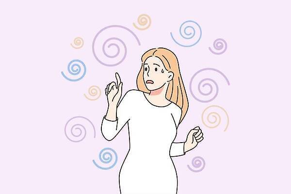 EPS 해외이미지 여자 일러스트 스트레스 한명 성인 가리킴 불안 현기증 성인여자한명만 해외202310 해외일러스트 1 감정 사람 손짓 증상 여자한명만 성인여자만 파일형식 벡터