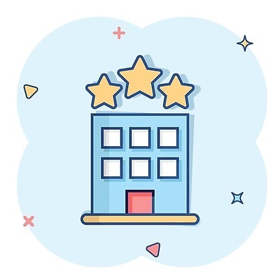 EPS 해외이미지 별 일러스트 빌딩 사람없음 파란색 심볼 심플 코믹 별점 해외202310 해외일러스트 자연요소 컬러 건물 점수 평가 파일형식 벡터