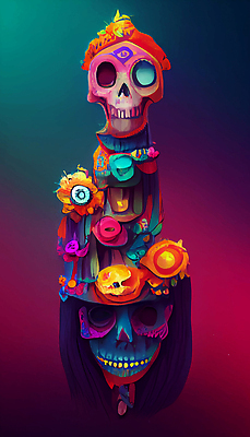 포토 JPG 해외이미지 전통 문화 컬러 벽지 멕시코 미술 사람없음 컬러풀 죽음 제단 해골모형 해외202310 해외포토 북아메리카 문화예술 모형 파일형식