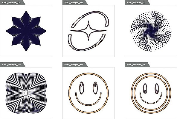 EPS 해외이미지 일러스트 추상 사람없음 그래픽 반짝임 세트 점 라인아트 복고 엘리먼트 Y2K 해외202310 해외일러스트 선 컨셉 무늬 모션 파일형식 벡터