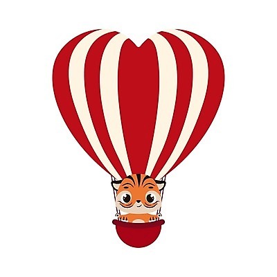 EPS 해외이미지 행복 동물캐릭터 일러스트 사람없음 열기구 하트 호랑이 심플 해외202310 해외일러스트 일러캐릭터 모양 동물 캐릭터 감정 포유류 항공교통 파일형식 벡터