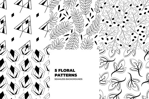 EPS 해외이미지 백그라운드 잎 패턴 일러스트 추상 흑백 사람없음 세트 분위기 기하학 미니멀 해외202310 해외일러스트 식물 컨셉 무늬 촬영기법 파일형식 벡터