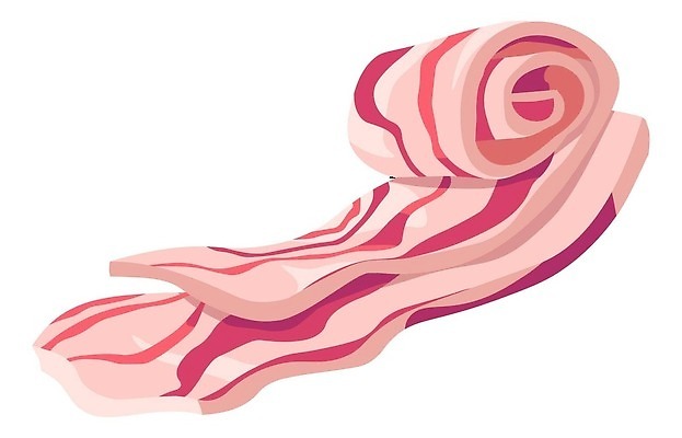 EPS 해외이미지 분홍색 일러스트 단면 생고기 육류 사람없음 신선 베이컨 해외202310 해외일러스트 컬러 식재료 돼지고기 파일형식 벡터