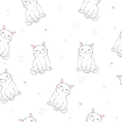 EPS 해외이미지 별 백그라운드 패턴 일러스트 사람없음 귀여움 고양이 해외202310 해외일러스트 자연요소 컨셉 무늬 포유류 반려동물 파일형식 벡터