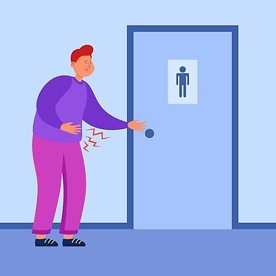 EPS 해외이미지 남자 일러스트 한명 성인 문 고통 기다림 화장실 복통 성인남자한명만 해외202310 해외일러스트 1 감정 모션 사람 질병 남자한명만 성인남자만 파일형식 벡터