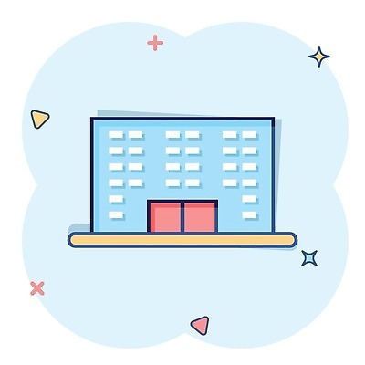 EPS 해외이미지 일러스트 빌딩 사람없음 파란색 심볼 심플 코믹 해외202310 해외일러스트 컬러 건물 파일형식 벡터