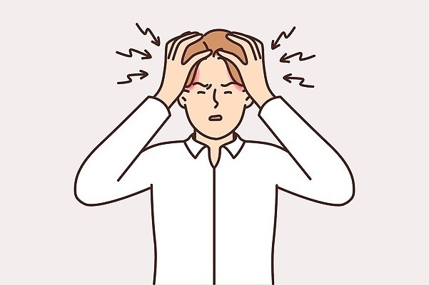 EPS 해외이미지 남자 일러스트 한명 상반신 성인 고통 찡그림 두통 성인남자한명만 해외202310 해외일러스트 1 감정 표정 사람 질병 남자한명만 성인남자만 파일형식 벡터