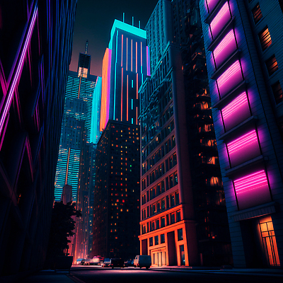 JPG 해외이미지 일러스트 자동차 미래 거리 사람없음 건물 빛 고층빌딩 어둠 도시 도심 네온 스카이라인 빌딩숲 해외202310 해외일러스트 건축물 육상교통 컨셉 빌딩 파일형식