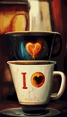 JPG 해외이미지 커피 일러스트 사람없음 카페 하트 빈티지 커피잔 그림 복고 해외202310 해외일러스트 모양 음료 컨셉 잔 상점 파일형식