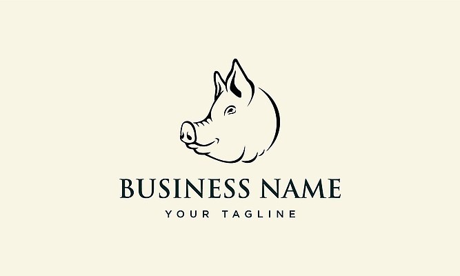 EPS 해외이미지 디자인 선 일러스트 타이포그라피 사람없음 돼지 심볼 라인아트 그림 해외202310 해외일러스트 문자 포유류 파일형식 벡터