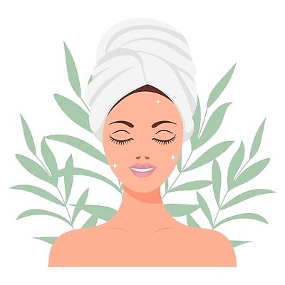 EPS 해외이미지 여자 잎 일러스트 한명 성인 사람없음 반짝임 수건 눈감음 화장품 피부관리 성인여자한명만 해외202310 해외일러스트 식물 1 모션 사람 위생용품 뷰티 여자한명만 성인여자만 파일형식 벡터