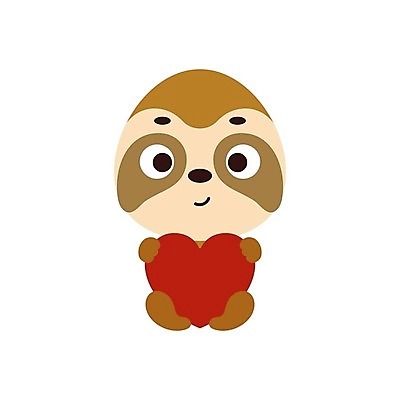 EPS 해외이미지 행복 동물캐릭터 일러스트 사람없음 하트 심플 나무늘보 해외202310 해외일러스트 일러캐릭터 모양 동물 캐릭터 감정 파일형식 벡터