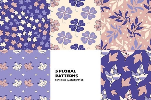 EPS 해외이미지 별 단풍 낙엽 패턴 일러스트 나뭇잎 사람없음 그래픽 파란색 세트 네잎클로버 베이지색 해외202310 해외일러스트 자연요소 식물 컬러 잎 무늬 클로버 파일형식 벡터